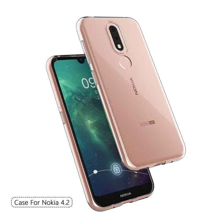 Akıllı telefon kılıfı ultra ince şeffaf arka kapak TPU darbeye cep telefonu telefon kılıfı Nokia 4.2 için