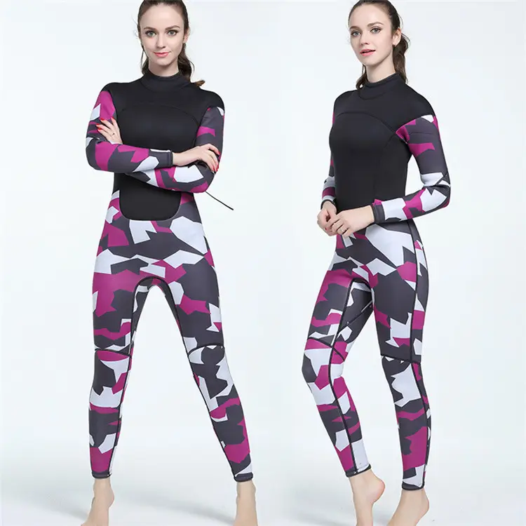 Mulheres Lady Siamese 3 milímetros Neoprene Mergulho Wetsuit Terno Água Fria Ternos Completos Roupas De Pesca Surf Roupas Grossas Morna