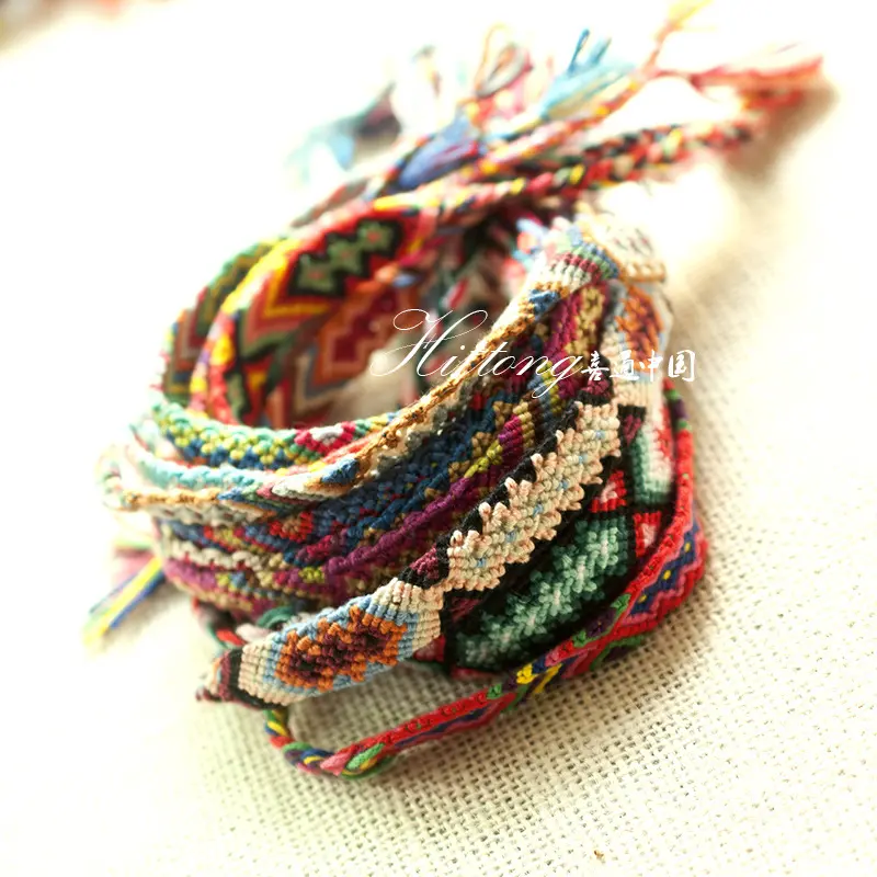 Fashion Vintage Style Nepal colorful hand-woven Bracelet Cotton Knitted Unisex Friendship Bracelets for women