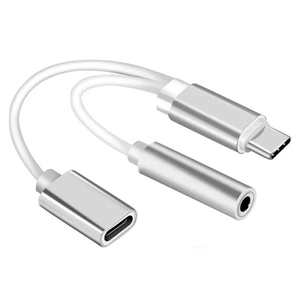 Type C 3.5mm Audio Adapter,USB C to 3.5mm Headphone Jack Adapter Nylon Braided <strong>2</strong> <strong>in</strong> <strong>1</strong> Type C Adapter Splitter - Product Image 3