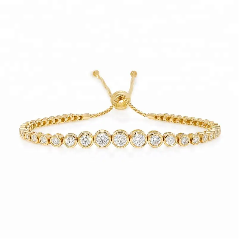 Fashion silver jewelry 14k white gold eternity diamond tennis chain bracelet women