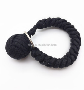 自定义颜色猴子拳头 paracord 手工钥匙扣与木球自我 denfence 生存 paracord 钥匙扣
