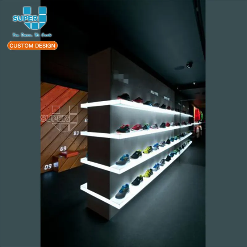 Retail Department Exhibitor Led Lighted Acrylic Shoe Display