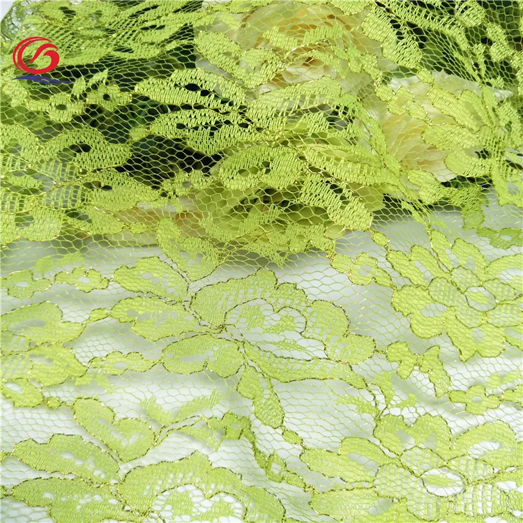 Tela de tul bordeada con flores verdes para mujer, tejido de encaje con borde dorado, muestra gratis de fábrica, último diseño, 2021