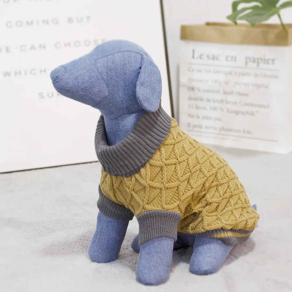 Fábrica al por mayor fabricante de encargo de mano de algodón de punto de ganchillo gato mascota ropa de perro suéter para perro