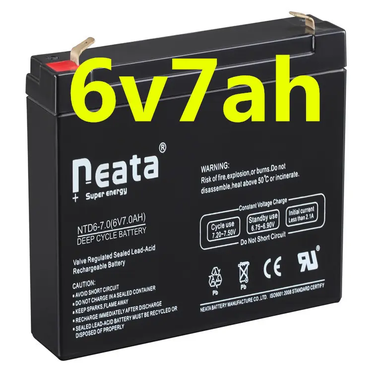 Neata 6v 7ah piombo acido batteria profonda del ciclo per il solare sistema di alimentazione di energia