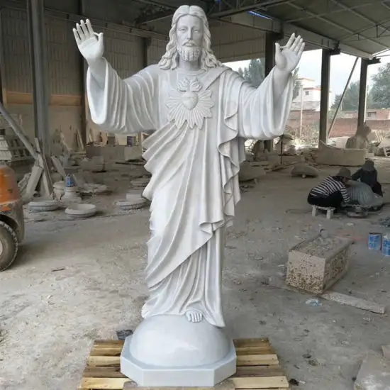 Statue di gesù cattolico religioso in pietra di marmo a grandezza naturale