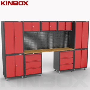 Kinbox 13件工作台工具箱/推车/手推车车库工具柜悬挂工具箱带工具架车间车库储物 - Product Image 2