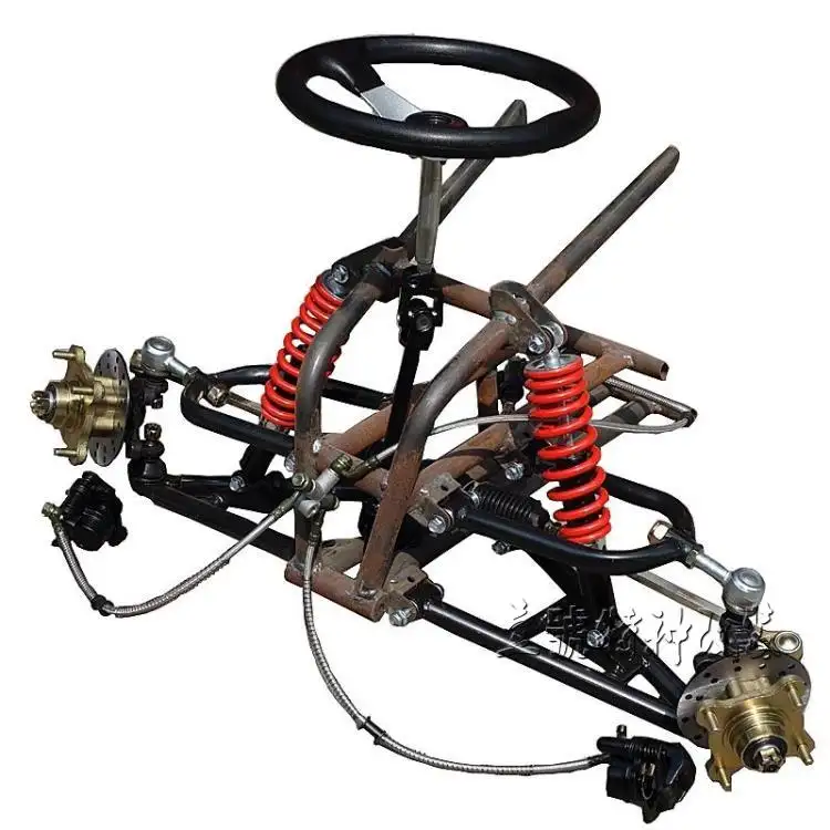 Go Kart Karting A Quattro Ruote ATV UTV Cremagliera Dello Sterzo Freno A Disco Anteriore Telaio Sospensioni Swingarms Con Volante Ammortizzatori