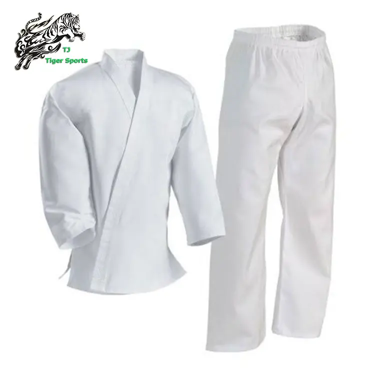 Uniforme de karate de alta calidad, Algodón puro, blanco, 12 oz