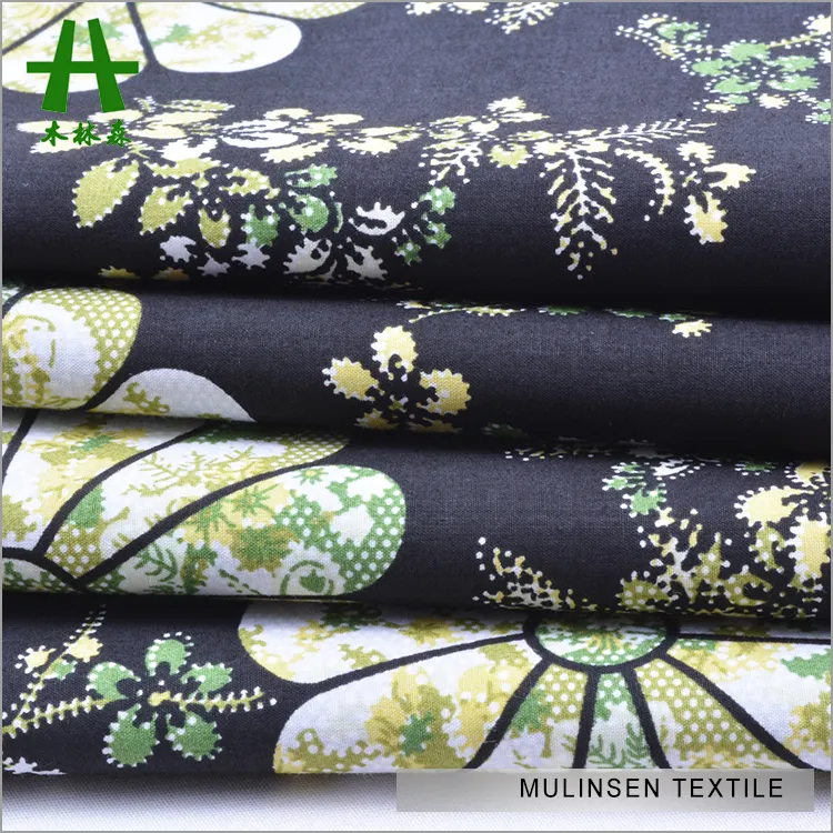 Высококачественный текстиль Mulinsen, однотонная тканая стрейчевая хлопчатобумажная ткань из поплина с цветочным принтом для платьев и рубашек
