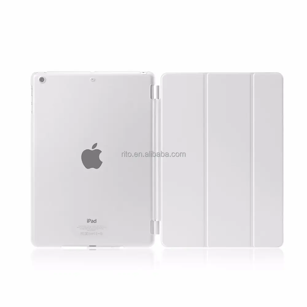 Afneembare Rubberen Harde Smart Cover En Back Case voor iPad 2/3/4 Air Mini Pro case, wit