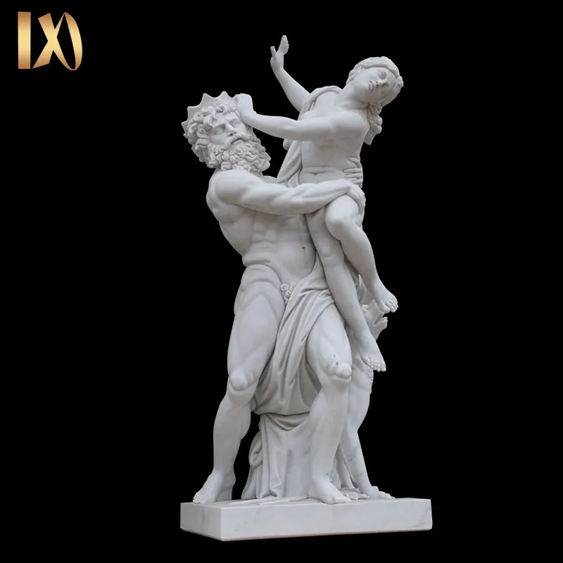 Estatuas de hombre y mujer bailando sexis desnuda griega de mármol blanco