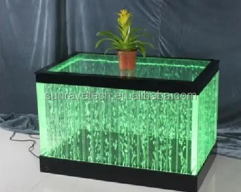 92x55 CM LED moderno de café, mesa de comedor de mesa con cuatro lados de paneles