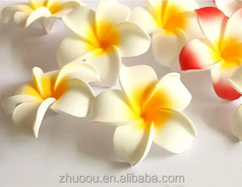 Flores de plumeria artificiais em eva, venda por atacado, espuma de eva, flores de plumeria com toque real para decoração de chapéu