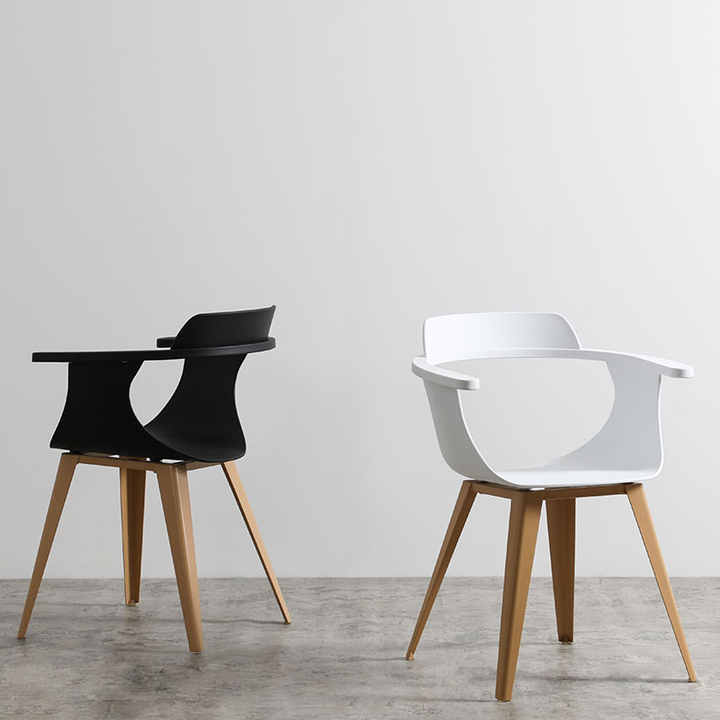 Biaodian Dining Room Furniture Eetkamerstoelen Modern Side Plastic Leisure Cafe Dinning Chair With Wooden Legs