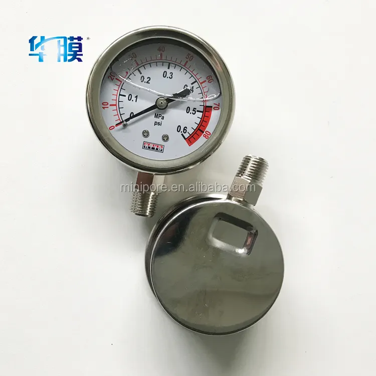 Garrafa de água de aço inoxidável medidor de pressão 300psi com conexão inferior