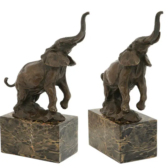 La fundición de bronce tamaño elefante levantar tronco par estatua grande de cobre jardín escultura