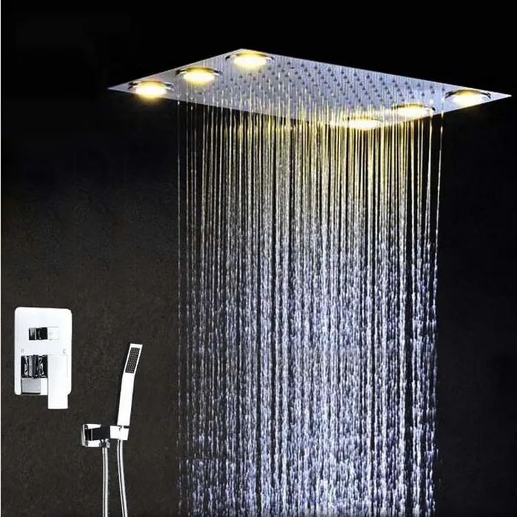 Plafonnier led encastrable dans le plafond avec télécommande, ensemble de douche électrique 2 en 1 avec voyant lumineux led, pour la salle de bain