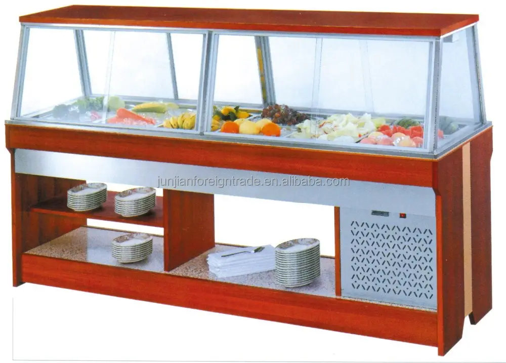 Trung Quốc Nhà Máy Phục Vụ Thiết Bị Thương Mại Bằng Gỗ Counter Tủ Lạnh Thương Mại Salad Tủ Lạnh Buffet Hiển Thị