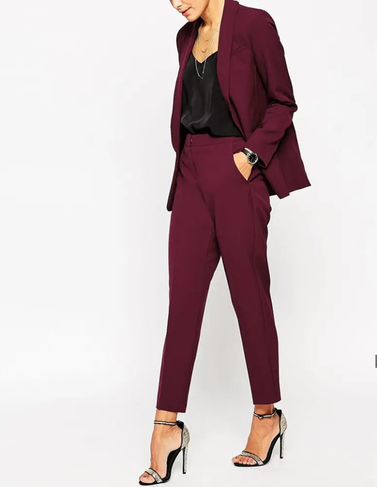 Office女性赤ビジネススーツ、女性スリムフィットとスーツコート
