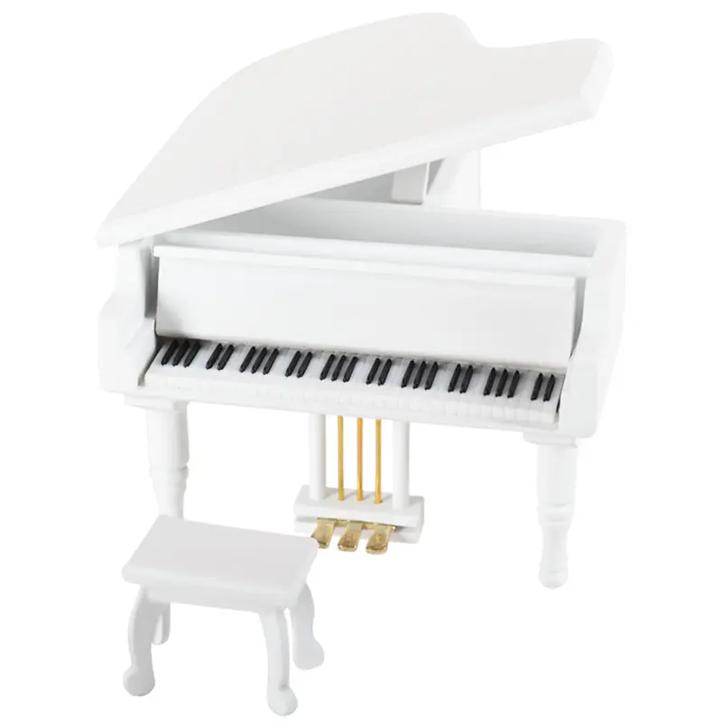 white piano antique music box