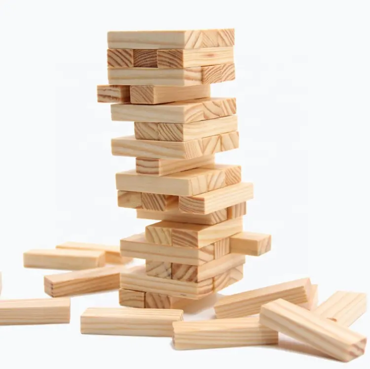 स्टैकिंग टॉवर खेल कस्टम लोगो मुद्रण मिनी लकड़ी के निर्माण ब्लॉक टॉवर खेल