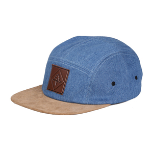 Atacado Flip up Brim Denim Sem logotipo Cânhamo Projete Seu Próprio 5 Painel Hat Cap