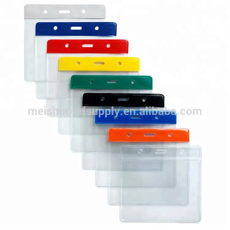 Color Bar Flexible Badge Wallets and Soft PVC ID Card Name Badge Holder