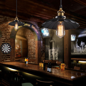 Dia 25CM Vintage amerikan demir siyah şemsiye kolye ışıkları Loft endüstriyel Retro restoran Bar sayacı E27 E26 asılı lamba - Product Image 4