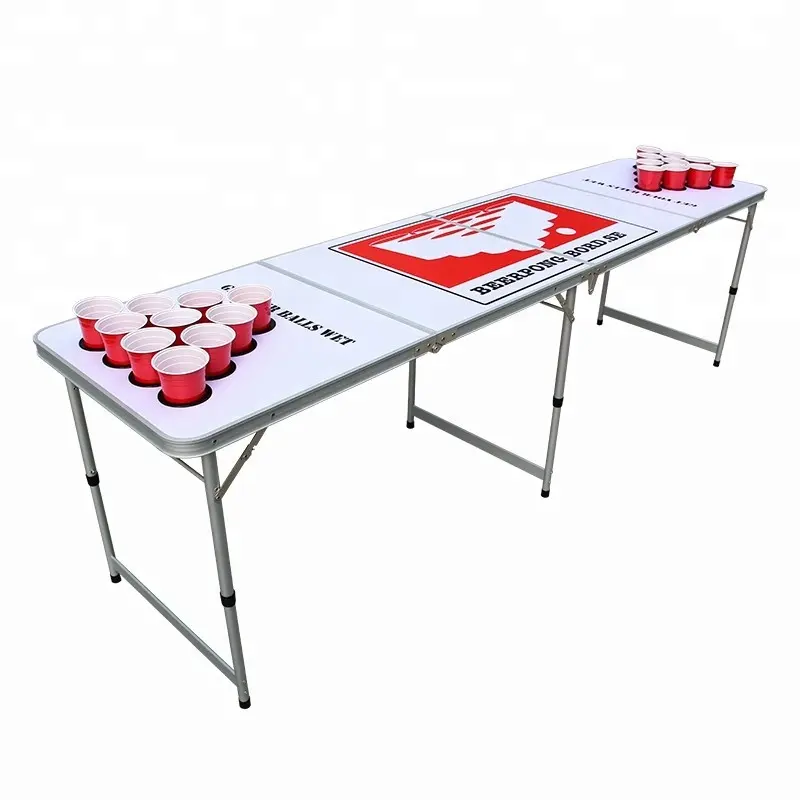 Table de beerpong pliable directe d'usine 8 pieds Table de bière-pong pliante Portable fête en aluminium minimaliste jeux drôles légers