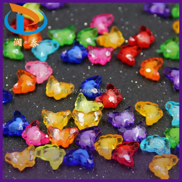 Perles acryliques papillon colorées 16*11mm, gros bijoux, perles transparentes, vente en gros, pièces