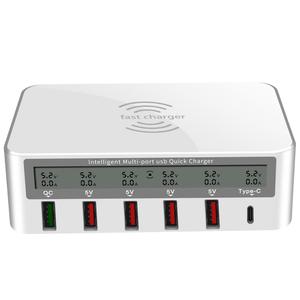 Smart 6-Port Fast USB <strong>Charger</strong> Multiport QC 3.0 Quick Charge Station with Type-C PD Port Fast Wireless <strong>Charger</strong> Electric Function - Product Image 1