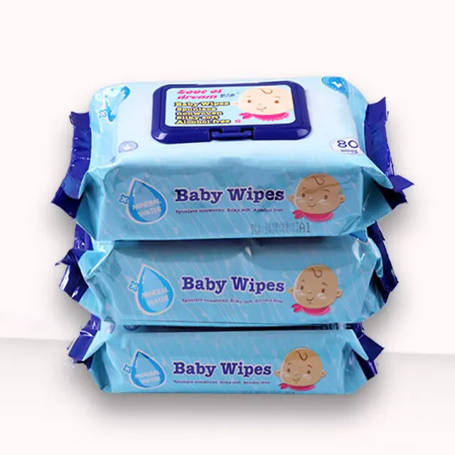 Amostra grátis oem personalizado 80 pçs/saco para água de limpeza da mão e da boca do bebê toalhetes molhados