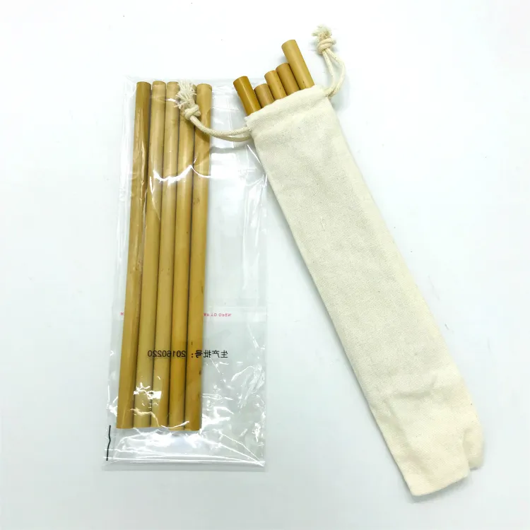 Fábrica diretamente vendas logotipo personalizado palha de bambu natural canudo de bambu personalizado embalagem