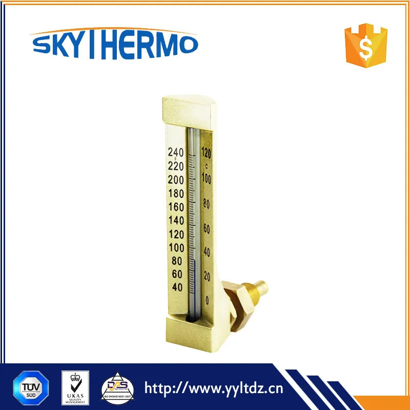 Commerci all'ingrosso tipi di angolo retto v linea di vetro termometro industriale