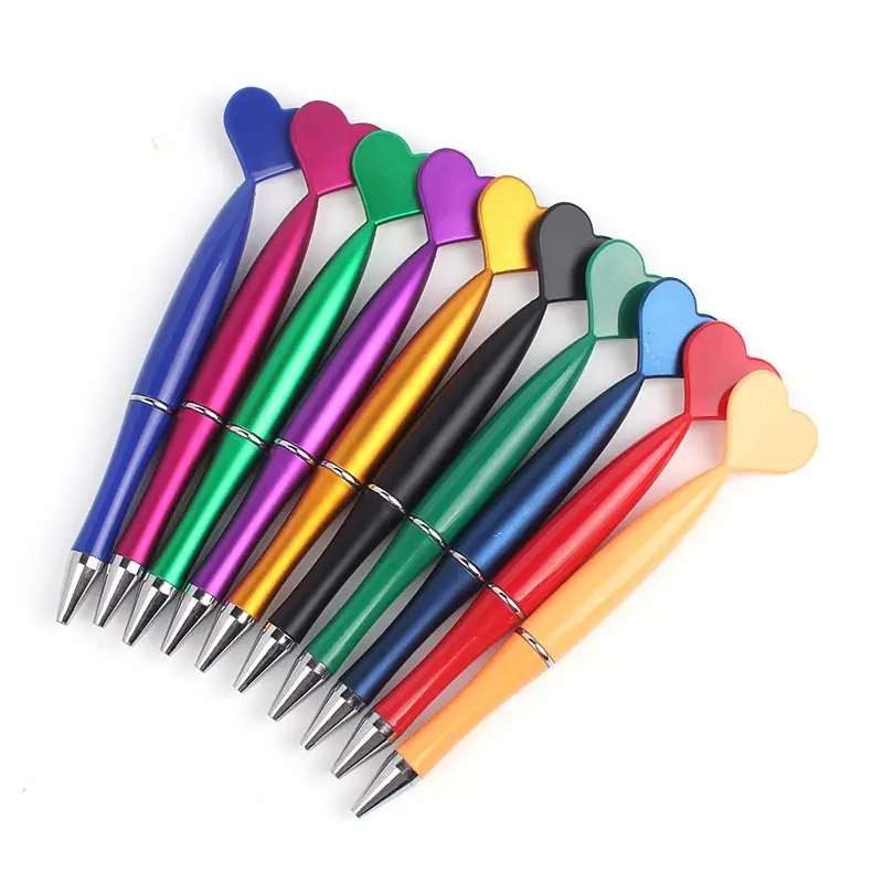 Custom OEM cheap heart shape plastic ball point pen for kids