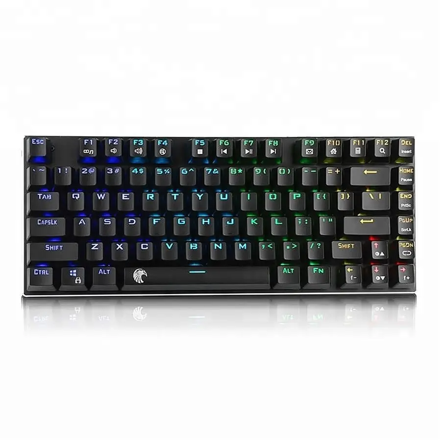 E Element Keyboard Gaming, Papan Ketik Mekanik Lampu Latar LED RGB 81 Tombol