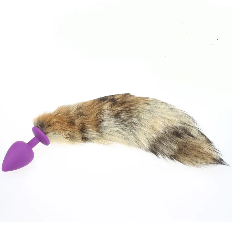 factory price OEM customizing silicone anal plug with furry fox tail