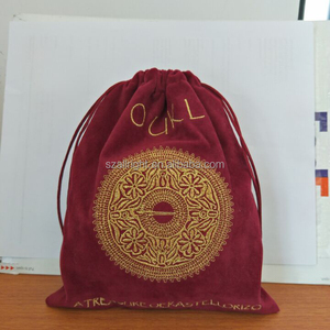 高品质刺绣logo红色天鹅绒圣诞礼品袋 - Product Image 1