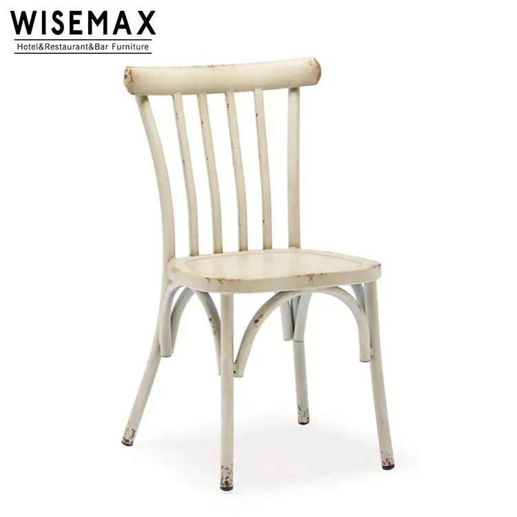 WISEMAX mobilya klasik eski stil açık bahçe sandalyeleri dış mekan mobilyası istifleme çapraz geri Cafe düğün Bistro sandalye