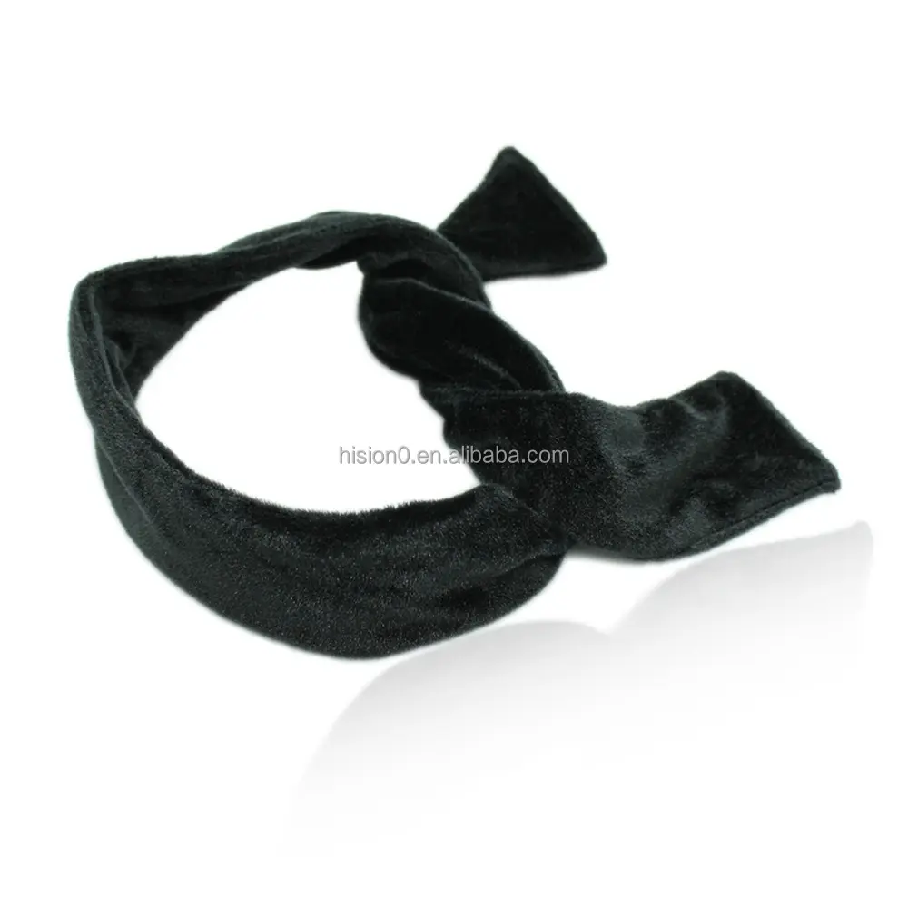 Fashion Black Velvet Lunga Cintura Blindfold di corsa di Sonno Occhi Maschera Turbante Bondage Fascia