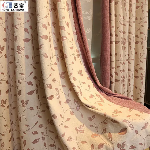 Tissu de rideau en chenille avec motif de rideaux occultants de style turc de luxe pour le salon