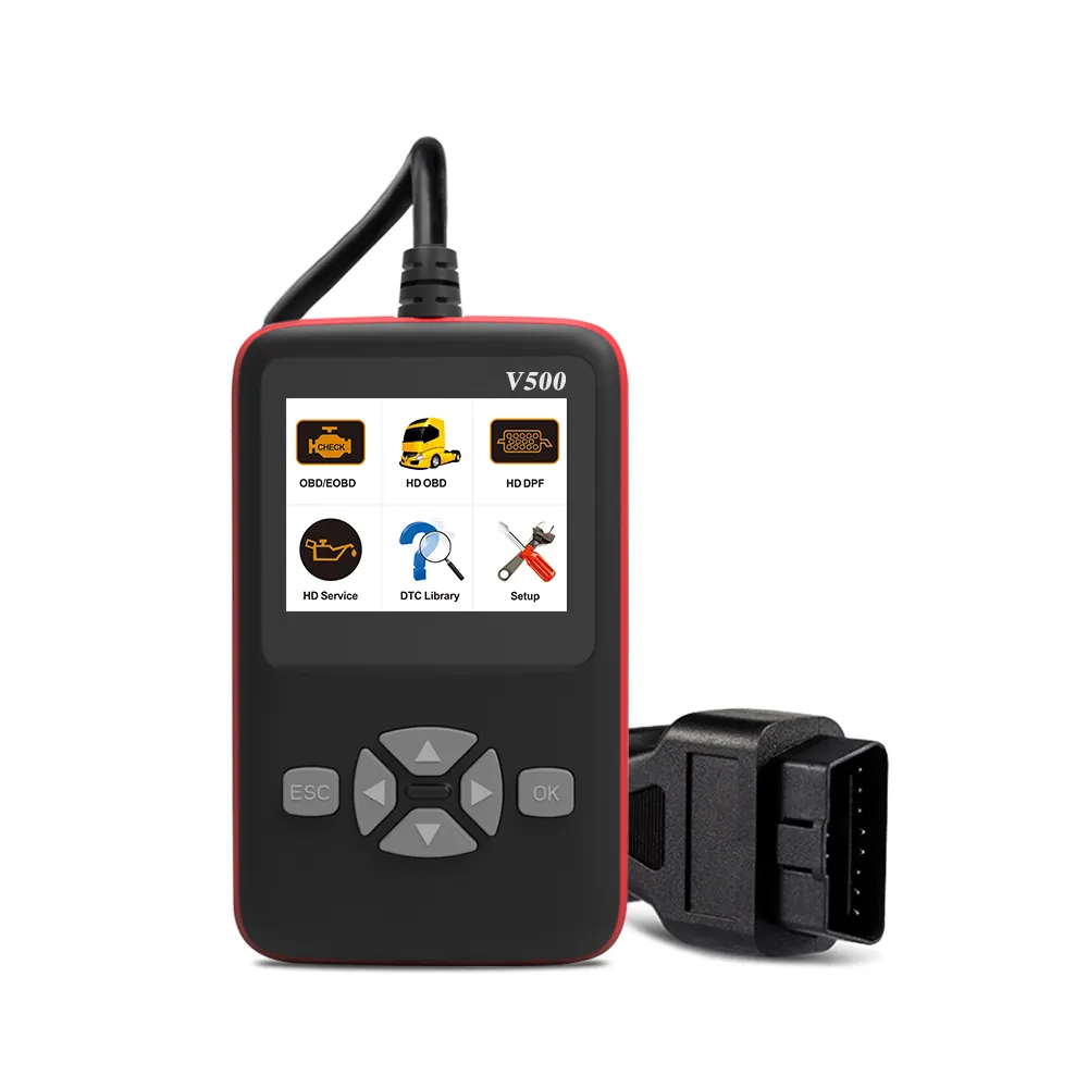 Launch-imprimante CREACLE V500 robuste de diagnostic de voitures et camions, scanner pour moteur Diesel, OBD + EOBD et CAN, 12v, 24v