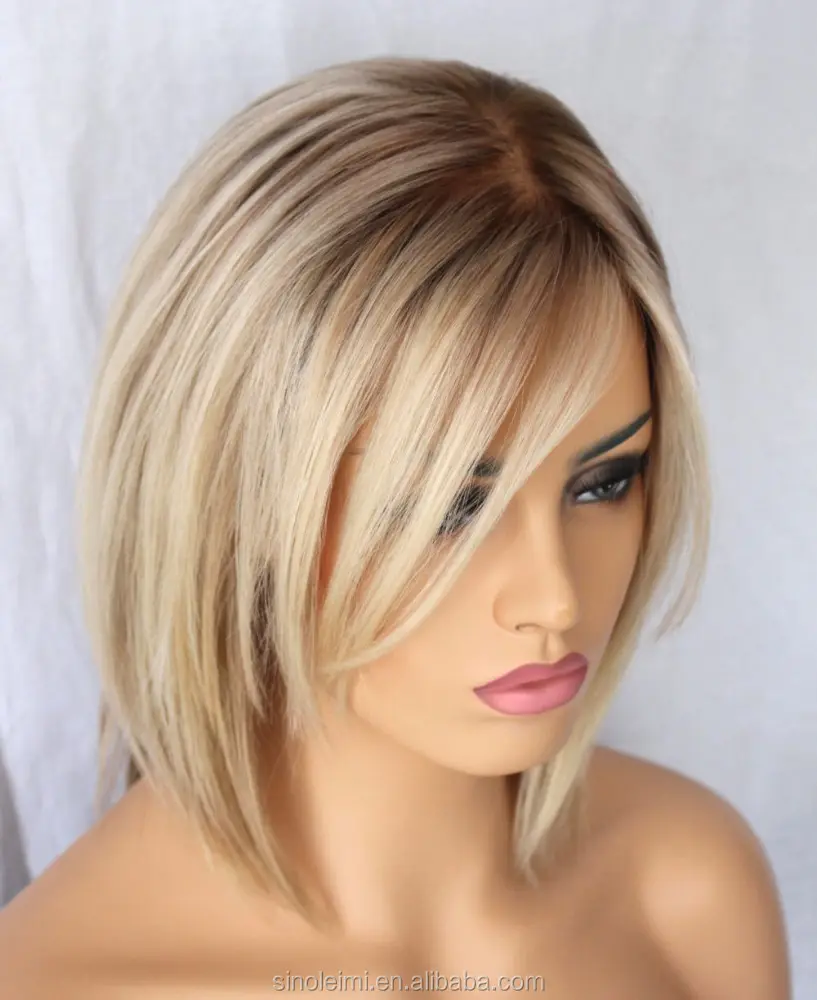 Hot Indian ombre Blonde Human Hair Short Bob Wig For white women