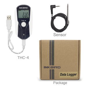 Inkbird-medidor de temperatura de los alimentos y Sensor de humedad, THC-4, sonda grabadora, registrador de datos, termómetro Digital, función de retención de datos
