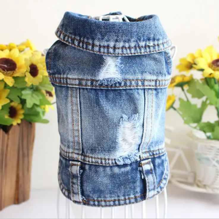 Ripped Hond Huisdier Jeans Denim Vest Jacket Kleding Voor Honden