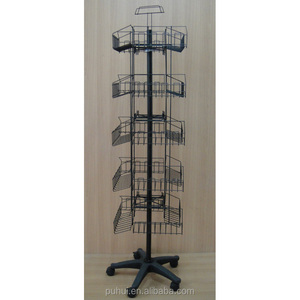 Cửa Hàng Bán Lẻ Sắt Thép Vòng Giỏ Di Động Dây Kim Loại <span class=keywords><strong>Dump</strong></span> <span class=keywords><strong>Bin</strong></span> Spinner <span class=keywords><strong>Display</strong></span> Stand - Product Image 2