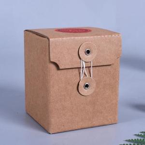 Whola sela braune Kraft faltbare Papier box mit Knopfs chnur verschluss
