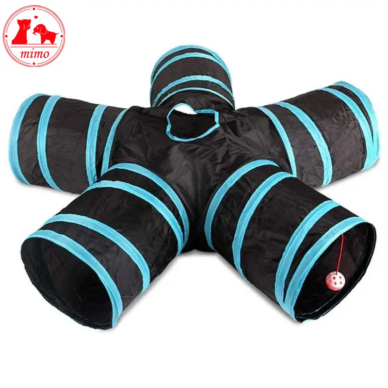 Foldable 5 Holes Pet Cat Tunnel Toys Pets Animals Kitten Rabbit Indoor Outdoor Training Play Tube Supplies Cat and Dog Game Pipe